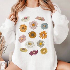 Flower Sweatshirt, Wildflower Shirt, Floral Minimalist Sweater